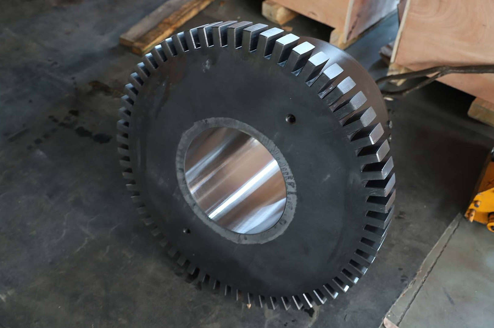 Gear before laser cladding showing surface wear and damage condition